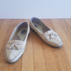 Dr. Scholl's Cream Leather Moccasin Loafers - Size 8.5M